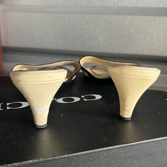 Chanel Women's Cream and Black Slide Sandals - Picture 2 of 5